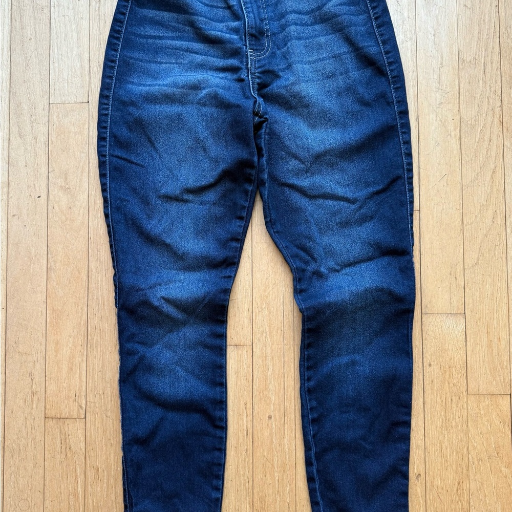 Blue High Rise Straight Leg Jeans